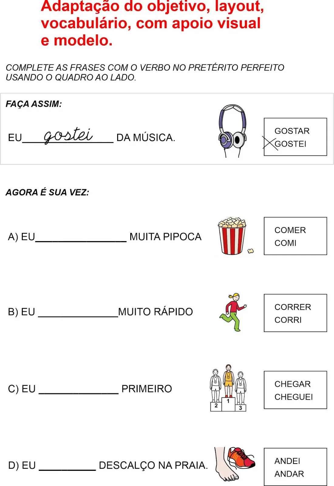 Atividade adaptada com modelagem para aluno com deficiência intelectual